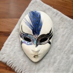 Venice Mask Pin Brooch 1.25"x0.75" Porcelain Metal Multicolor Italy Collectible